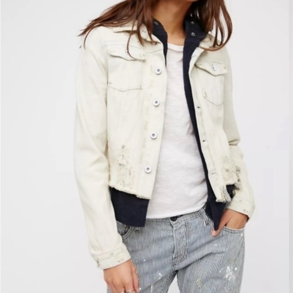 Women's Cream Denim Jacket - Picture 1 of 9